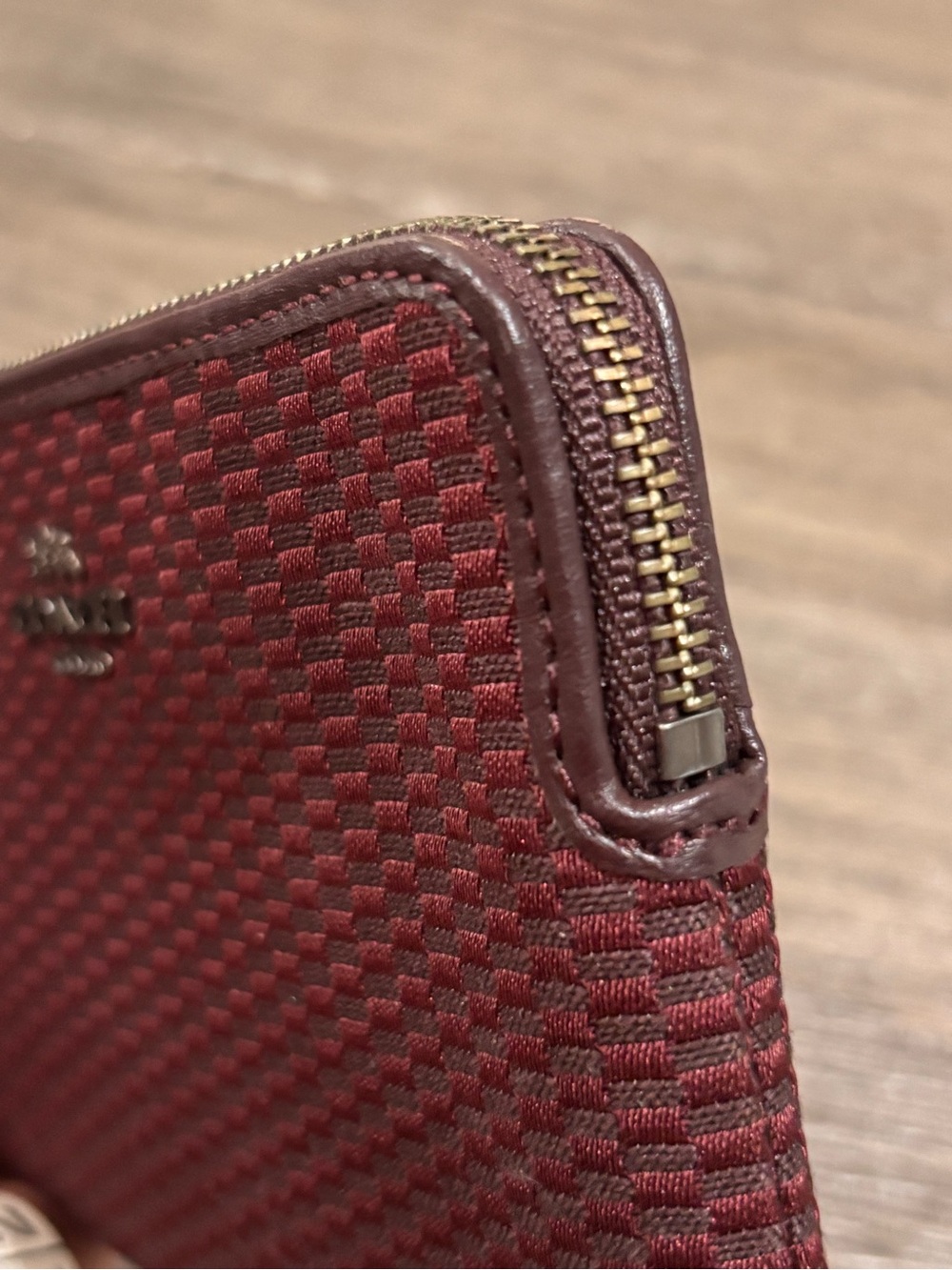 Coach Red Checkered Wristlet with Leather Strap - Picture 4 of 7